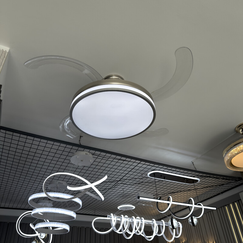 Lustră LED cu ventilator retractabil și telecomandă